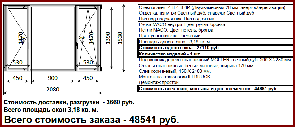 окно ОСВ 1530х2080